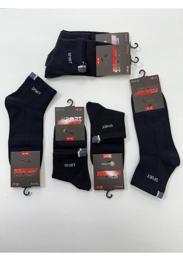 5'li Yıkanmış Lacivert Pamuk Yarım Konç Çorap Lacivert