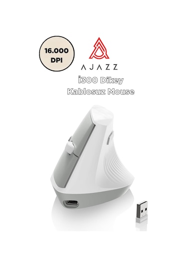 İ300 Kablosuz Ergonomik Dikey Mouse- 84gr-sessiz Tıklama- 57 Açı-16.000 Dpı Diğer