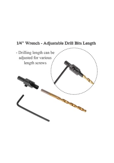 Suofeng Ahşap Vida Delik Açıcı Seti 5'li - Hss Malzeme, 1/4 Hex Sap, Derinlik Ayarlanabilir, 5- 12 Boyutları