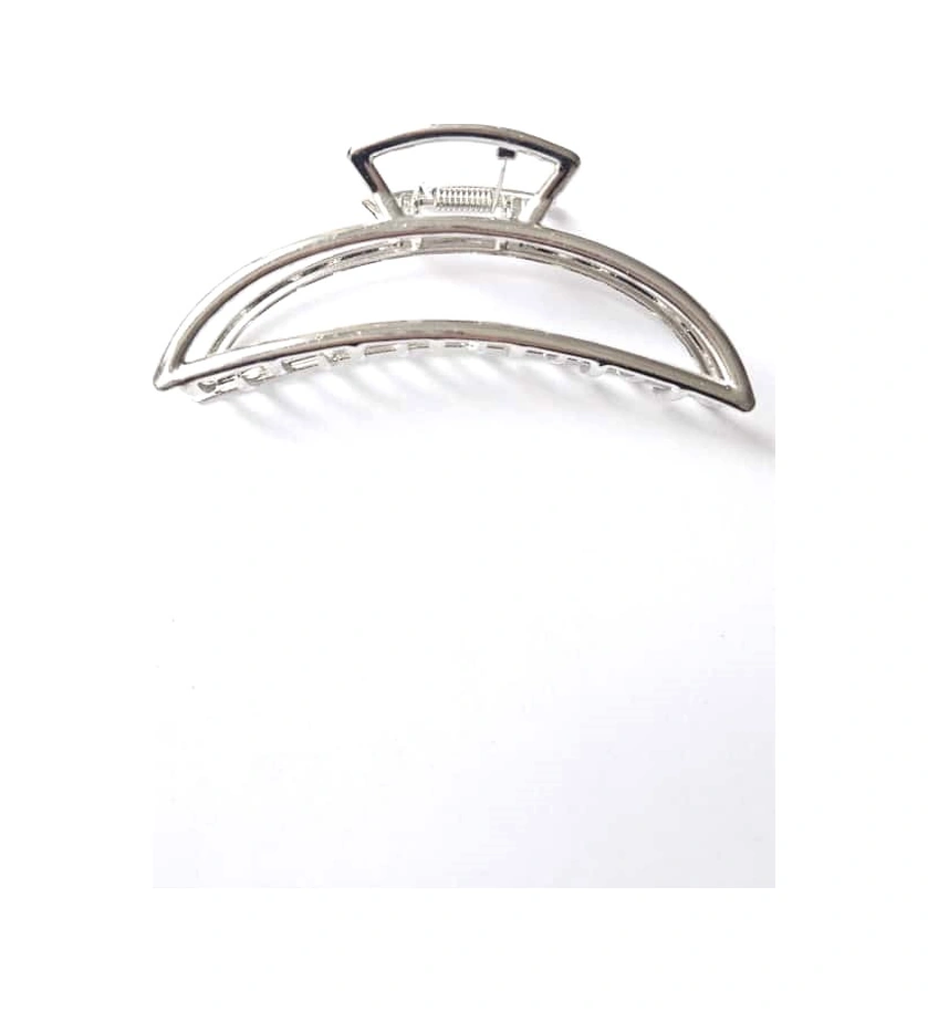 Gümüş Renk Eliptik Metal Mandal Saç Tokası 11 Cm Büyük Boy - Dayanıklı Ve Şık Gümüş