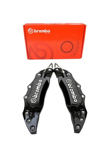 Brembo Metal Fren Kaliper Kapağı Kabartma Yazılı Jant Braketi 2li Set Siyah