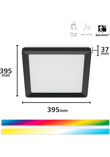 Wiz Siyah Akıllı Sıva Üstü Rgb Kare Panel Tavan Armatürü 17w Renkli