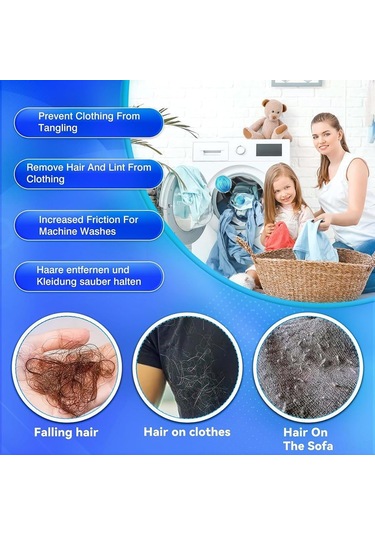 Konesam Ev İçin Tekrarlı Kedi Köpek Tüy Toplayıcı Topları - Çamaşır Makinesi Kurutucuda Tüy Ve Pelin Toplayıcı Aracı Mavi - 12 Adet Mavi