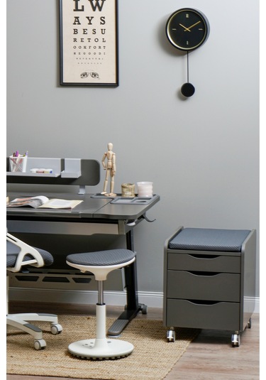 Creo Mobili Çekmeceli Tekerlekli Sirius Keson, Oturulabilir Ofis Ve Ev Komodini, Antrasit