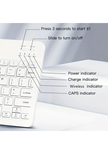 Willowhaven Ultra İnce Kablosuz Bluetooth Klavye, 10 İnç, Type-c Şarj, Black, Masaüstü/laptop/tablet Uygun