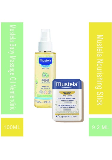 Mustela Baby Massage Oil Nemlendirici Ve Rahatlatıcı Bebek Yağı 100 Ml + Mustela Nourishing Stick With Cold Cream 9,2 Gr