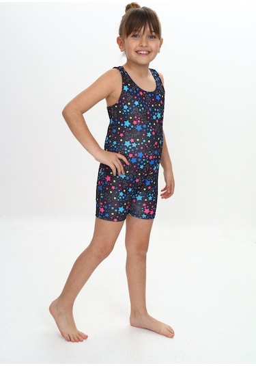 Kız Çocuk Yüzücü Tulum Mayo 5-15 Yaş 11821 Siyah