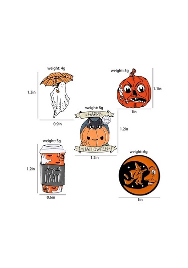 Flybuy Yaka Xz2343 Rozet Kot Karikatür Cadılar Broş Bayramı Aksesuarı Adet 5 Ze Çok Renkli