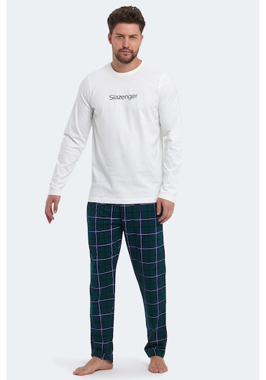 Slazenger Patrıck In Erkek Pamuklu Beyaz Pijama Beyaz