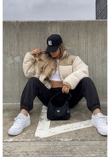 Unisex Ny Nakışlı Siyah Beyaz Kep Şapka Siyah - Beyaz