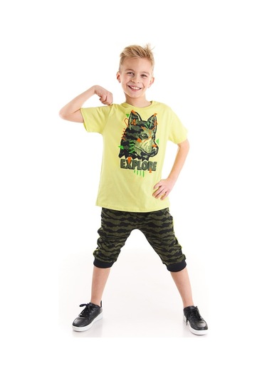 Denokids Mushi Kaşif Kurt Erkek Çocuk T-Shirt Kapri Takım Çok Renkli