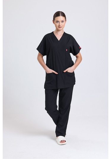 Doktor, Hemşire Forması, Cerrahi Nöbet Takımı, Likralı Üniforma Unisex Sağlıkçı Üniforma, Scrubs Mor