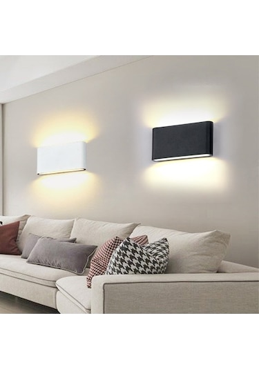 Tongxida Ip65 Su Geçirmez Led Duvar Lambası, Ac 85-265v, Sıcak Beyaz, Metal/siyah, 175x90x27mm Beyaz