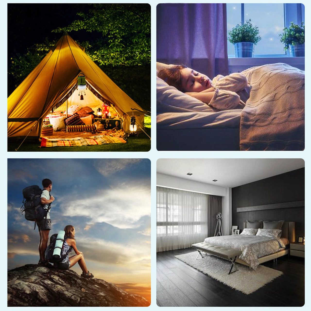 Moveevo Usb Şarjlı Ipx4 Su Geçirmez Led Kamp Işığı + Elektrik Şoku İç/ Dış Mekan Kovucu, Sarı 18650 1200mah Pil