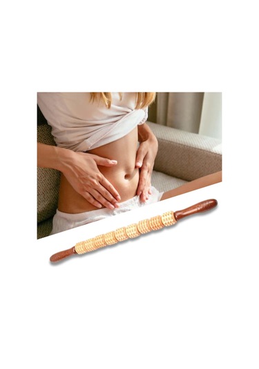 Homyl Göbek Bel Uyluk Için Ahşap Masaj Rulo Çubukları Vücut Sarı