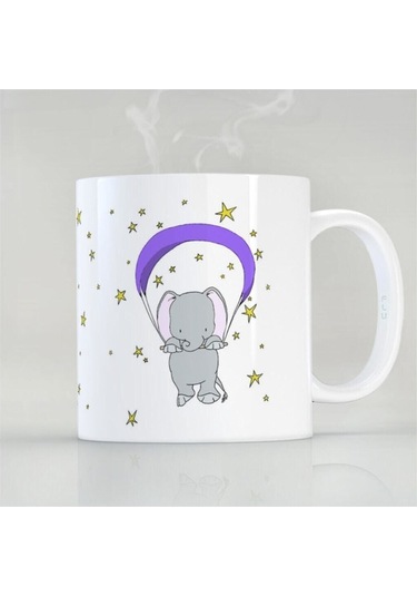 Paraşüt Fil Tasarım Kupa Bardak Renkli