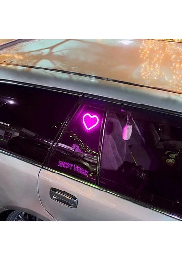 Araba Iç Dekoratif Ortam Işığı Kalp Şeklinde Atmosfer Lamba Neon Renk Red 1 1 Piece Set