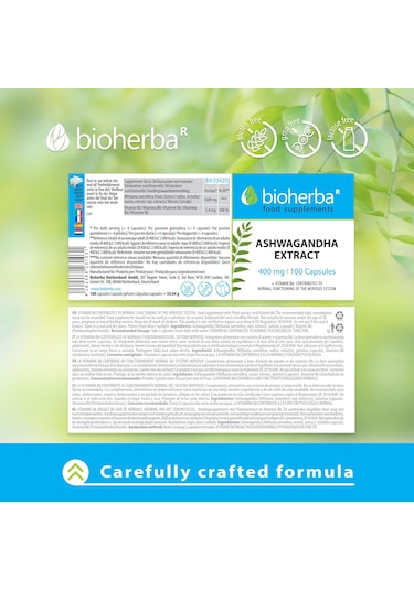 Bioherba Ashwa/gandha High-strength Root 400 Mg 100 Caps