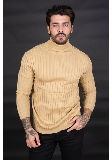 Deepsea Erkek Camel Yarım Balıkçı Örme Kazak 2100017 Camel