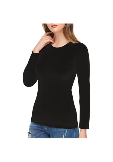 Elit Kadın Elastan Likralı Pamuklu Uzun Kol Badi Body 1'li Paket Siyah