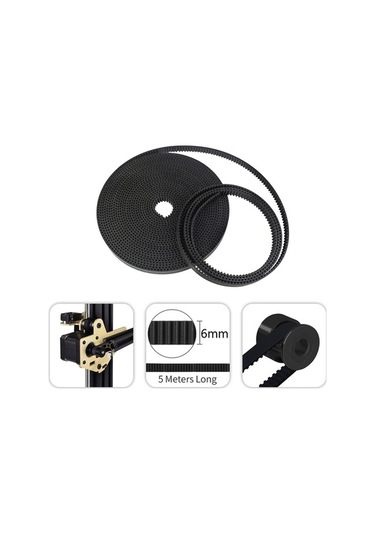Moly Yunboo Aibecy Gt2 6mm Kauçuk Senkron Kemer 5m + 5x Metal Tekerlek + Anahtar Seti Aksesuar
