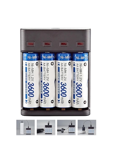 Greentech Pil Şarj Cihazı Dört Yuvalı - 1.2v Ni-mh / Ni-cd Aa / Aaa / Gt-bc07
