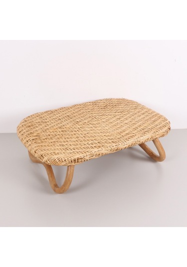 Katlanabilir 60x40x20 Cm. Doğal Rattan Sehpa Bej