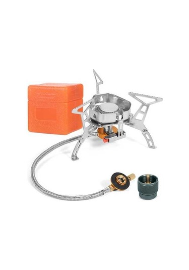 Artfulabode Taşınabilir Kamp Sobası Rüzgar Geçirmez Piezo Ateşlemeli 3500w Gaz Brülörü Piknik Yürüyüş İçin Gümüş