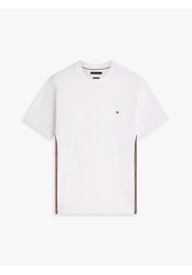 Tommy Hilfiger Mw0mw42393ybr Global Stripe Erkek Tişört Beyaz