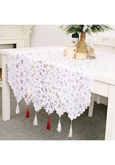 Sones Noel Masa Dekorasyonu Bronz Masa Örtüsü Tatil Dekorasyon Malzemeleri Gümüş Ağaç Gümüş