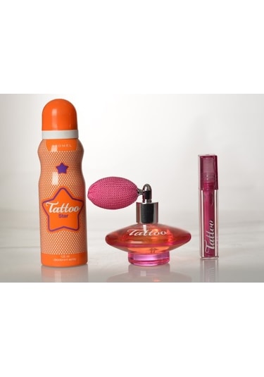 Aromel Tattoo Passion Parfüm EDT 50 ML + Tattoo Star Deodorant 125 ML + Lip Gloss