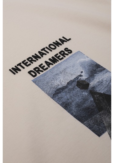 Oversızed Fıt Dreamer Erkek Tshırt Ekru