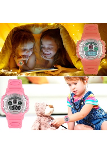 5-12 Yaş Çocuklar İçin Alarmlı Su Geçirmez Çok Fonksiyonlu Spor Açık Hava Kol Saati Erkek Kız Çocuk Dijital Saat Diğer