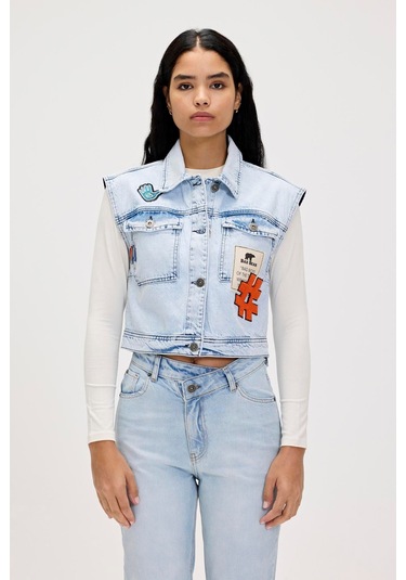 Joanne Ocean Blue Kadın Denim Yelek Açık Mavi