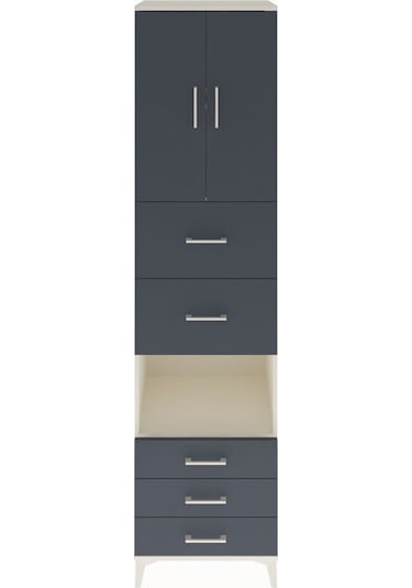 Hyperion Dolap 3 Raflı 5 Çekmeceli 2 Kapaklı 60x44x243 Aytaşı-antrasit Aytası