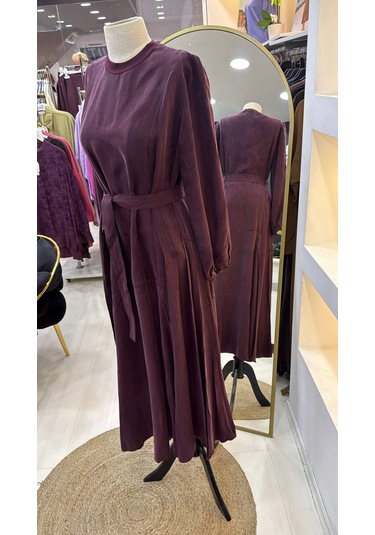 Misswhence 39842 Cupro Elbise Bordo