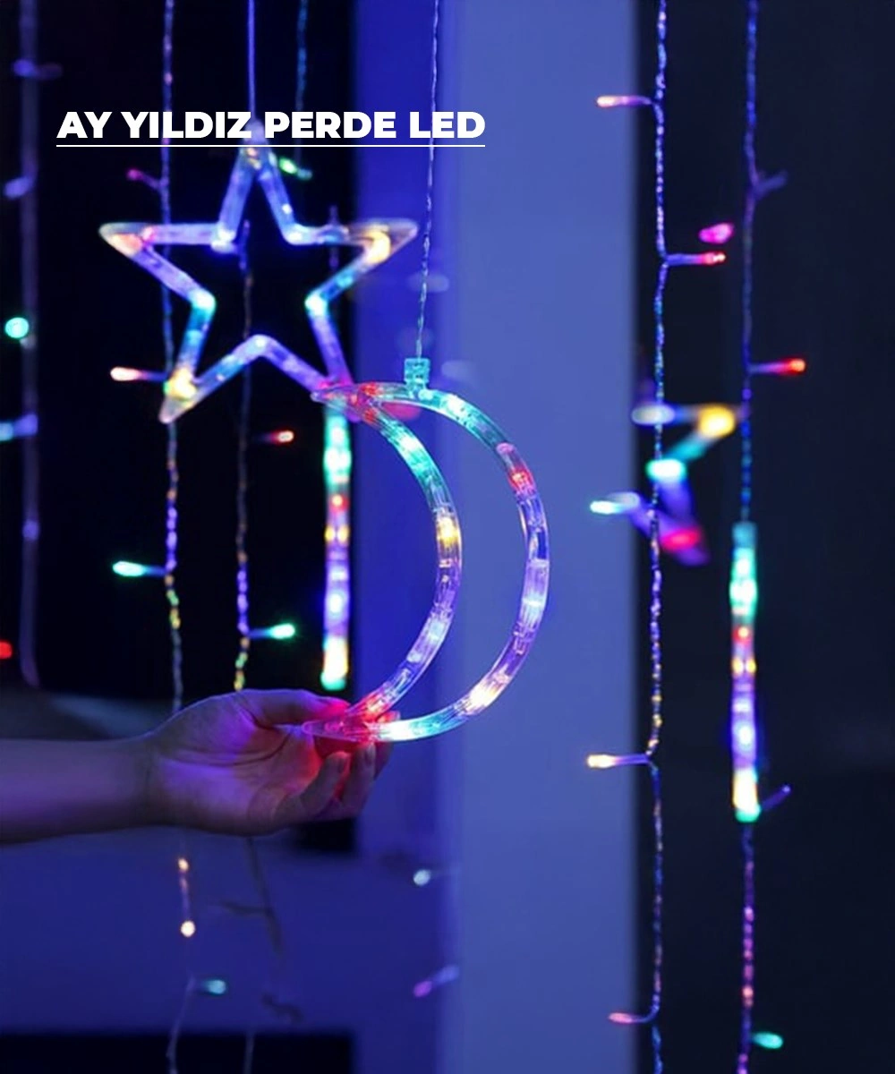 Ay Yıldız Dekoratif Rgb Çok Renkli Led Usb & Pilli - 3,5 Metre - Animasyonlu 3 Metre Rgb Set