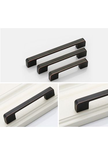 Kangvka Modern Minimalist Çelik Kapaklı Dolap Kolu, 96mm Delik Mesafesi, Siyah Kobalt Bakır Rengi, Çelik Malzeme