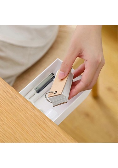 Ganzhoushop Masa Altı Gizli Düzenleyici Kalem Kırtasiye Saklama Kutusu Çekmece Kalemlik Beyaz