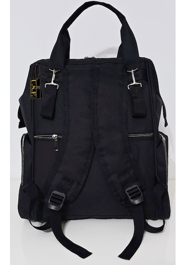 Bebek Bakım Çantası Organizatör Fonksiyonel Lüx Anne Bebek Bakım Sırt Çantası Mrs Silver Siyah