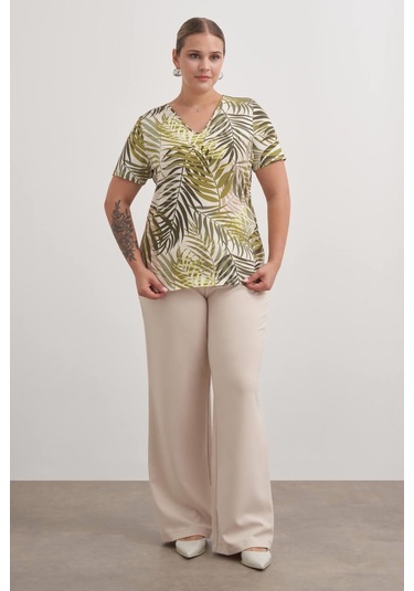 V Yaka Tişört-3046 Yeşil