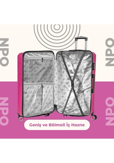 Npo Diamond Pp Polipropilen Küçük Kabin Boy Kırılmaz Valiz - Fuşya