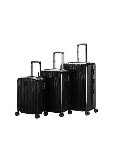 3'lü Valiz Seti Polikarbon Valiz 4x2 Teker Siyah 1815 Siyah