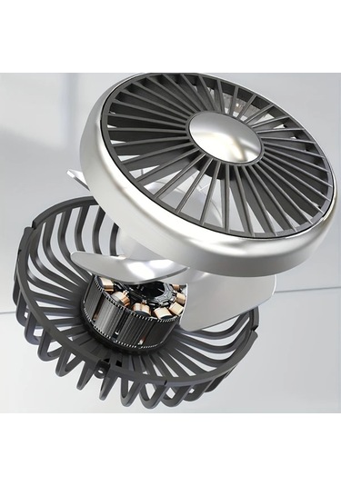 Willowhaven Siyah Çift Başlı Usb Araç Arka Koltuk Fanı Bağımsız Hava Akışı 360 Dönüş