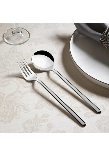 Nehir Sofia Yemek Kaşık Ve Çatal - 12 Parça Yemek Kaşığı Ve Çatalı 6+6 Gri