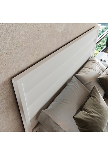 Hüma Model Beyaz Renk Çam Ahşap Karyola Yatay -278 180 x 200 CM