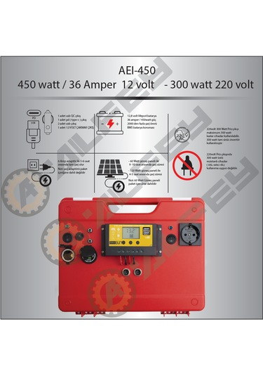 450 Watt / 12 Volt - 220 Volt Tam Sinüs Enerji Çantası