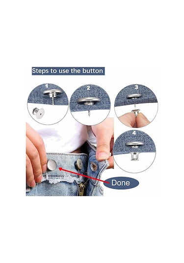 5 Adet Çıtçıt Metal Düğmeler Kot Bel Düğmeleri Mükemmel Uyum Ayarlamak Kendinden Serbest Tırnak Büküm Hiçbir Dikiş Dikiş Düğmeleri Toptan 5 Pcs Silver