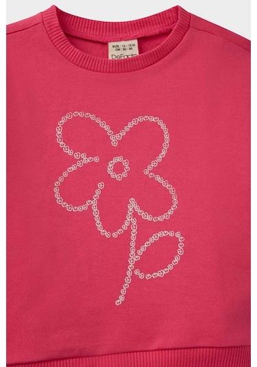 Defacto Kız Bebek Çiçekli Sweatshirt Kumaşı 2li Takım E8993a525aupn168 Pembe