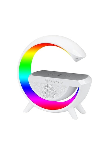 Kenpazar Bluetooth Hoparlörlü Kablosuz Şarj Özellikli Masa Lambası Gece Lambası Çok Renkli